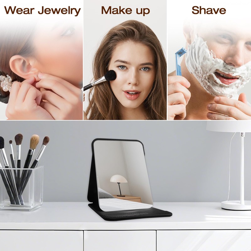 gogofree Foldable Desktop Mirror, 8" × 6" Adjustable Angle Makeup
