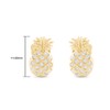 Round Sparkling White Cubic Zirconia Dainty Pineapple Stud Earrings 14k
