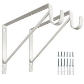 2 Pack Heavy Duty Closet Shelf and Rod Brackets,Shelf Brackets Clothes,Closet Shelves Bracket with Rod Shelving Support,with Screws White