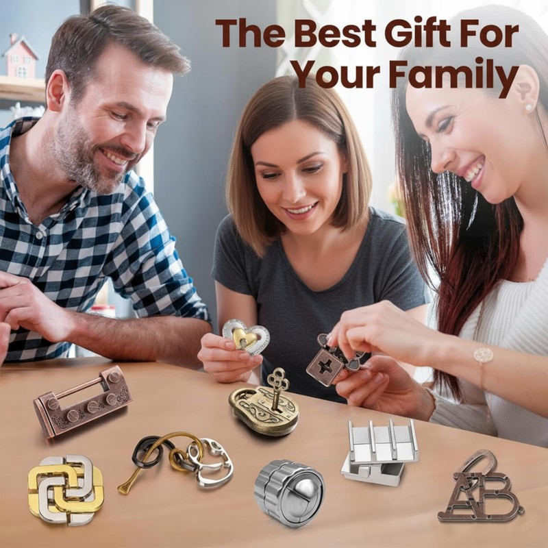 Wettarn 9 Pcs Metal Brain Teaser Puzzles Teaser 3D Steel