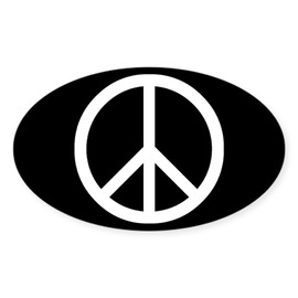 CafePress White Peace Sign Oval Car Bumper Sticker