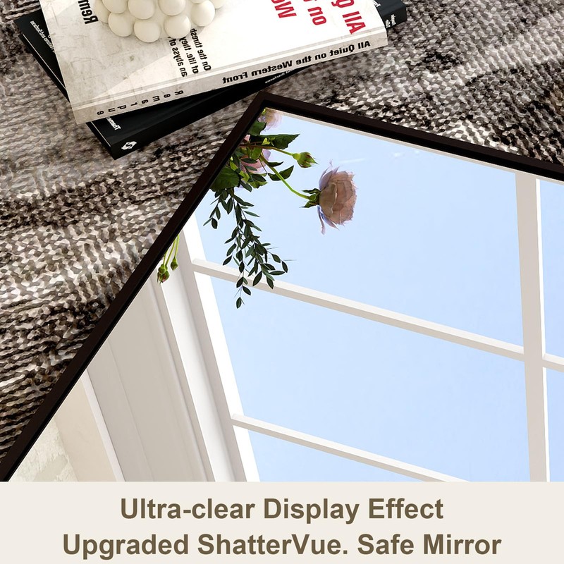 HARRITPURE 20"x28" Rectangular Bathroom Mirror Black Wall Mirror Aluminium Alloy