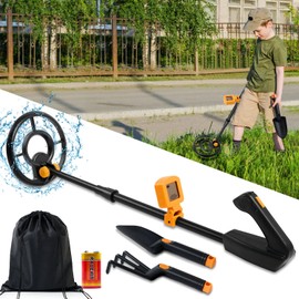 Metal Detector for Kids, IP68 Waterproof Kids Metal Detector Professional High Accuracy with LCD Display, Adjustable Metal Detector Toys for Kids Boys Girls Lightweight Gold Detector