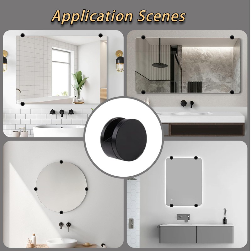 Ykendz Aluminum Mirror Mounting Clips, Round Shape Wall-Mounted Mirrors Bracket,