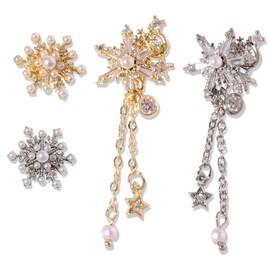 WOONEKY 4pcs Snowflake Nail Charms Diamond Rhinestones Unique Nail Art Charms for DIY Decorative Manicure