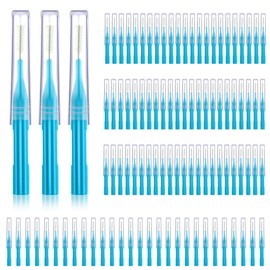 Patelai 100 Pieces Braces Brush for Cleaner Interdental Brush Toothpick Dental Flossing Head Oral Hygiene Flosser Tooth Cleaning Tool (Light Blue)