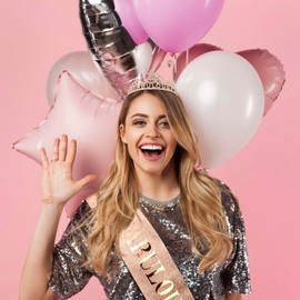 Tihebax 40th Birthday Sash and Crown for Women Rose Gold 40th Birthday Decorations for Women 40 and Fabulous Decorations 40 Year Old Birthday Gifts for Women