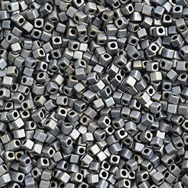 Miyuki Square/Cube Beads 1.8mm Silver Gray AB Matte Metallic APX 20 Gram Vial Japanese Glass Beads