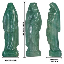 Nupuyai 3.7" Virgin Mary and Christ Child Green Aventurine Crystal Statue, Holy Virgin Mary and Christ Jesus Figurine Hand Carved Stone Pocket Statue Good Luck Home Office Car Decor