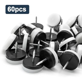 Jiozermi 60Pcs 27mm Heavy Duty Nail on Furniture Glides, Nylon Chair Glides, Nail Chair Leg Floor Protectors, Nail Chair Floor Protectors, Furniture Sliders, Chair Feet Pads, Furniture Pads(White)
