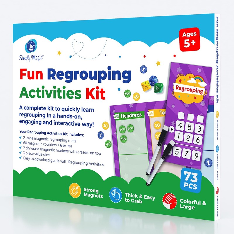 73 PCS Fun Magnetic Regrouping Activities Kit, Magnetic Place Value