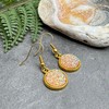 Sandy Beige Druzy Resin Earrings - Elegant Shimmery Round Charm