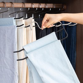 SHIMOYAMA Pants Hangers, 5 Pack, Double Rod Pant Hanger for Jeans, Space-Saving Slack Hangers, Trouser Hangers, Black