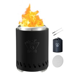 YEFU Tabletop Fire Pit 9.7 x 7.1 in, Low Smoke Camping Stove for Outdoor & Patio, Fueled by Pellets or Wood, Safe Burning Table Top Firepit, with Travel Bag & 2 Mini Sticks & Fireproof Mat, Black