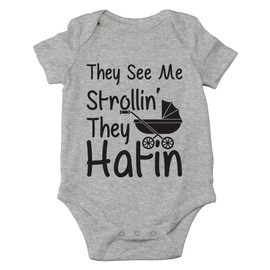 AW Fashions They See Me Strolli' They Hatin Bodysuit Newborn Boy Outfits Cute Romper Baby Girl Clothes (Newborn, Sports Grey)
