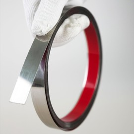 Hungbak Peel and Stick Metal Trim, Flexible Stainless Steel Molding for Wall, Fireplace, Mirror Frame, Craft and Home Decoration (Shiny Silver, 12m x 2.5cm)