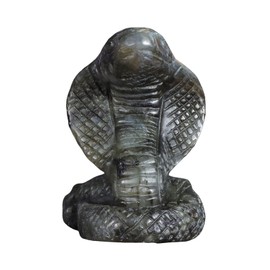 SMQ Cobra Crystal Snake Figurine Hand Carved Labradorite Fortune and Feng Shui Snake Statue Small Animal Carvings Sculpture for Home Office Decor
