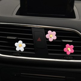 3 Pcs Flower Air Vent Clips, Cute Daisy Car Air Fresheners Vents Clips Car Diffuser Vent Clip Glam Car Interior Decor Charm Car Decoration Daisy Cute Car Accessories for Women(Pink&White）1