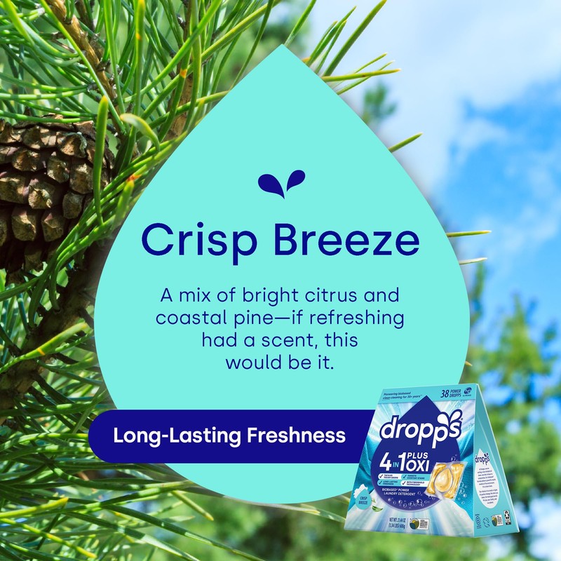 Dropps 4-in-1 Plus Oxi Crisp Breeze Power Biobased Laundry Detergent