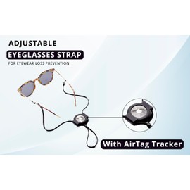 Eyeglass Lanyard – Sunglasses Strap with Holder Compatible with AirTag Tracker – Adjustable Eyeglass Strap for Eyewear Loss Prevention – Sunglasses Lanyards for Men and Women (Black)