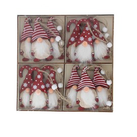 Festive Productions Assorted Wooden Gonks Hanging Christmas Decoration Pack of 12 8cm Red/White Christmas Decoration Gonk Themed Décor Xmas Decoration Perfect for Home Living Room Christmas Trees