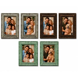Magnetic Refrigerator Photo Frame 3.03"x2.55" – 6-Pack Vintage Style Fridge Magnet Picture Holder, 3 Colors (Gold, Coffee, Blue), PVC Protective Film Included, Durable Kitchen, Office & Home Décor