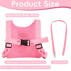 Baby Reins, Pink Toddler Reins, Baby Walking Harness Anti-Falls, Pink Cute Horse Toddler Walking Harness, Child Safety Harnesses and Leash, Anti Lost Baby Leash for Walking 1-3 Years