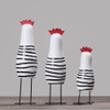 3Pcs Mediterranean Style Wooden Carved Chicken Set Collectable Figurine Showcase