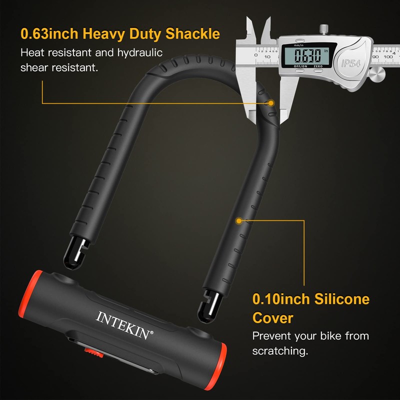 INTEKIN Bike U Lock Heavy Duty Lock, 16mm U Lock