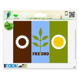Fresno California City Flag Vinyl Car Bumper Window Sticker 3" x 2"