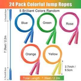 24 Pack Colorful Jump Ropes,7.3 Feet Jump Rope for Kids,Adjustable Outdoor Jump Ropes Skipping Rope,PVC Jumping Ropes Great Party Favor Sports Exercise Activities Birthday Gifts,Assorted Bright Colors