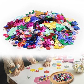 HJIAMA Sequins, Star-Shaped Glitter Stickers, Rainbow Glitter Design, Bright Colours, Large Sequins, Suitable for DIY, Decoration, Greeting Card Making