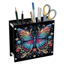 AiYuanzsh DIY 5D Diamond Painting Pen Holder, Colorful Butterfly Diamond Art Pen Holder Organizer, Diamond Art Desk Organizer with Beads, Pencil Organizer for Craft Desk or Gift