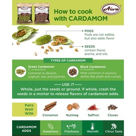 AIVA Black Cardamom Pods (Kali Elachi) Whole Indian Spice Natural | Vegan | NON-GMO | Indian Origin | Smokey | Tsaoko | Cao Guo | Bach Dan Khau | Badi (200gm ( 7 oz ))