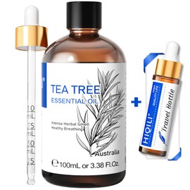 HIQILI Tea Tree Oil for Skin, Hair Restoration, Added to Shampoo, Body Wash, Foot Soak Use - 3.38 Fl Oz