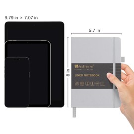 &And Per Se Lined Journal Notebook, 160 Pages, A5 5.7 x 8 inches College Ruled Thick Paper Notebook Journals for Writing, Hardcover Notebooks for Women Men Office School (5 Pack, Grey)