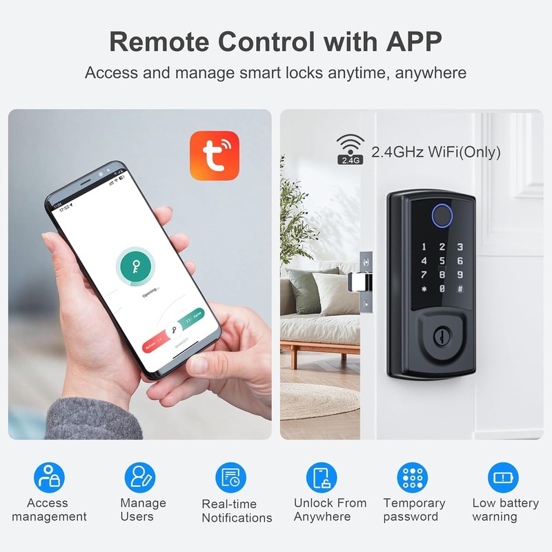 Smart Door Lock,Keyless Entry Door Lock for Front Door,Security Smart