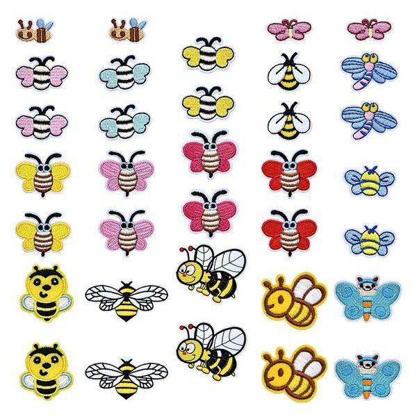 Oidnvay Pack of 34 Insect Stains Bee Appliqué Gel Embroidery Applique Felck for T-Shirt Shoes Bags Repair DIY Decoration