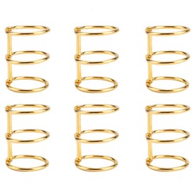 6 Pcs Loose Leaf Binder Ring Book Ring Organizer Ring Word Book Learning Card Self-made Recipes Menu DIY Desk Calendar Album Ring Binding Jig File Book Making Document Storage Organization Metal Gold Plated Gold Hole Outer Diameter 30mm Inner Diameter 25