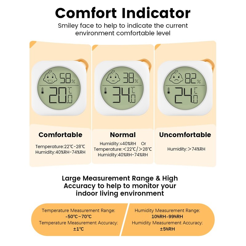 Compact Thermometer Hygrometer Indoor Digital Mini Humidity Meter Room Temperature