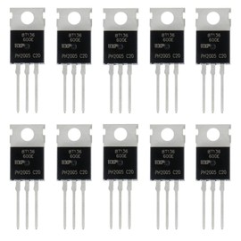 BOJACK BT136-600E Triac Thyristor, Gate Trigger 4A/600V, Through Hole, TO-220AB-Replaces BT136 BT136-600 BT136-600D(Pack of 10)