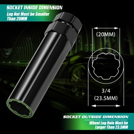 AUTOPTIM 2PCS 7 Spline Lug Nuts Socket Key - Compatible with 13/16" (21mm) and 7/8" (22mm) Hex Wrench for 20mm Hex Diameter 7 Point Wheel Nuts (M14x1.5, M14x1.75, M14x2, 9/16"-18) Truck SUV Tuner Tool