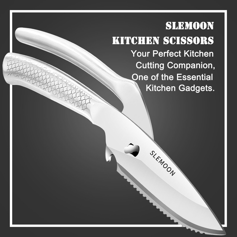 SLEMOON Heavy Duty Kitchen Shears for Food,All Stainless Steel Super