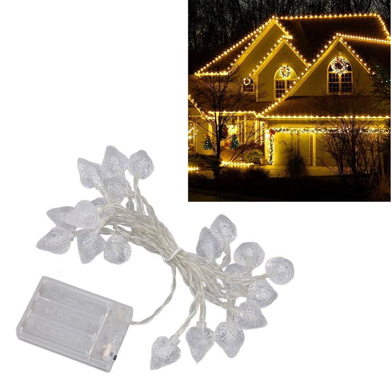 20 LEDs Christmas Lights Outdoor Strawberry Fairy String Lights Battery