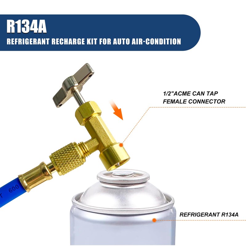 BACOENG R134a Refrigerant Recharge Kit, AC AUTO R134a/R-12/R-22 Freon Refrigerant