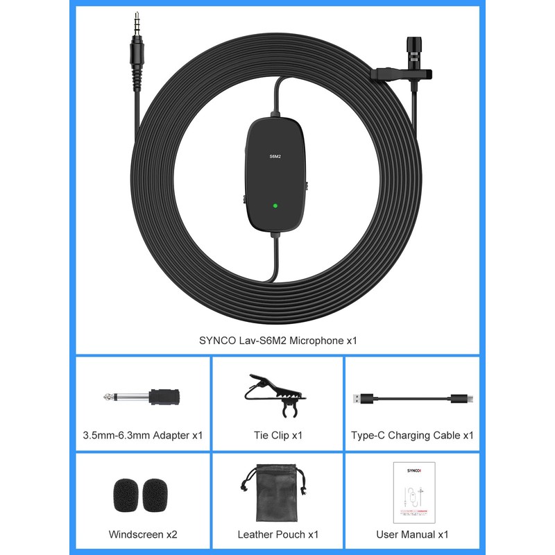 Moman S6M2 6M Lapel Microphone Smartphone, Mini Lavalier Microphone 3.5
