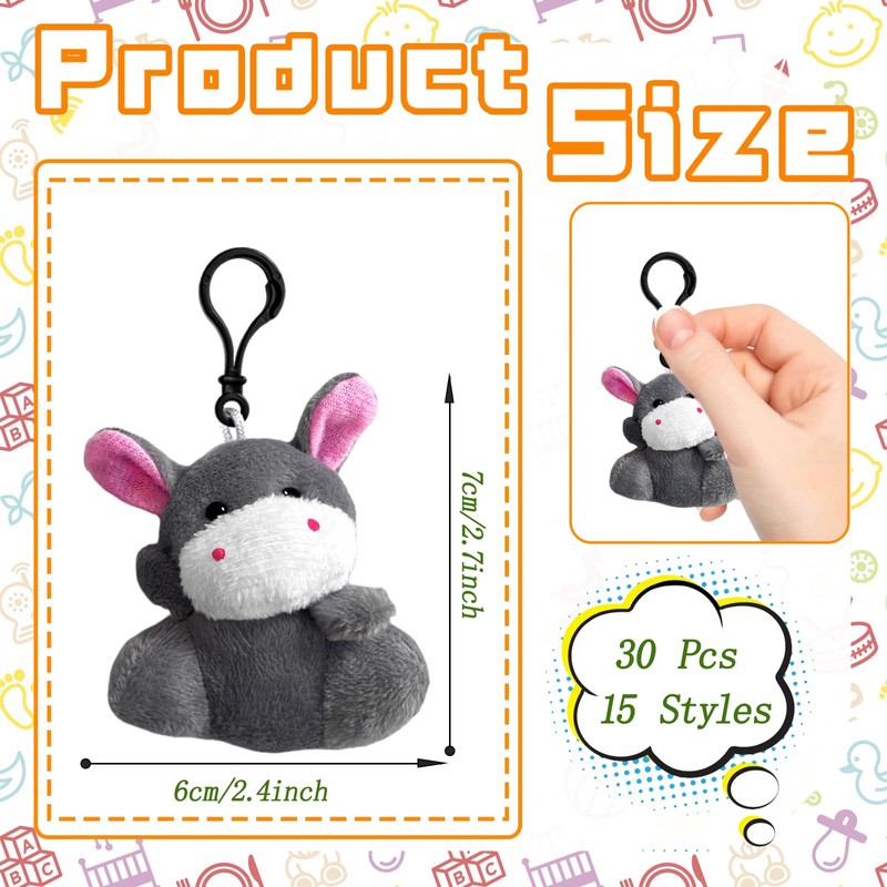 Jnnzzggu 30 PCS Mini Plush Toys,Cute Stuffed Animals Plush Keychain