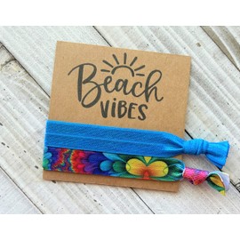 Beach Vibes hair ties girls trip girls weekend party favor beach vibes vacation elastic hair ties set