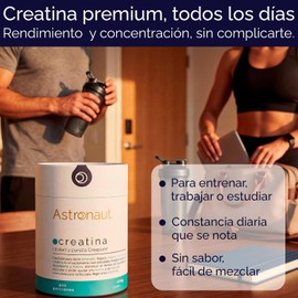 Creatina Monohidratada Creapure® - 100 Porciones, 100% Pura, Hecha en Alemania, Sin Sabor, Solo 1 Ingrediente – Astroonaut
