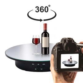 JAYEGT Motorized Rotating Display Stand, 7.87inch /17.6lbs Load, 360 Degree Electric Rotating Turntable for Photography Products, Jewelry, Remote Control + 5 Colors Backgrounds， Mirror Cover (Black)